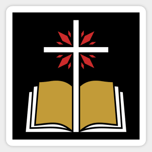 Cross of the Lord Jesus Christ and an open bible. Sticker